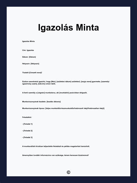 étkezési igazolás minta