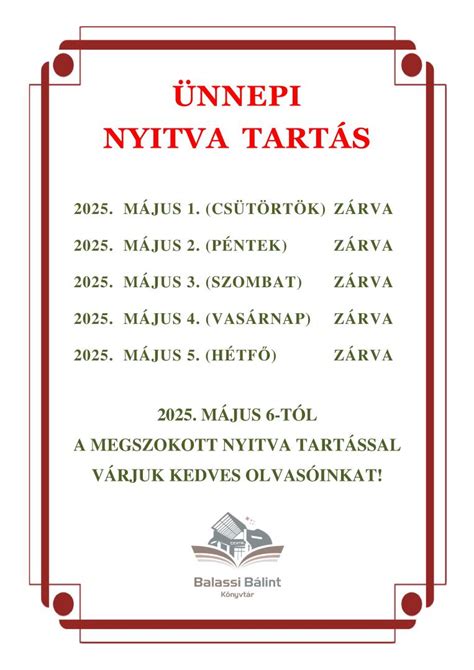 Május 1. ünnepi nyitvatartás infographics