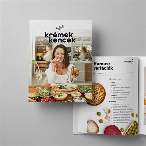 Receptkönyv nyitott oldalai inspiráló ételekkel