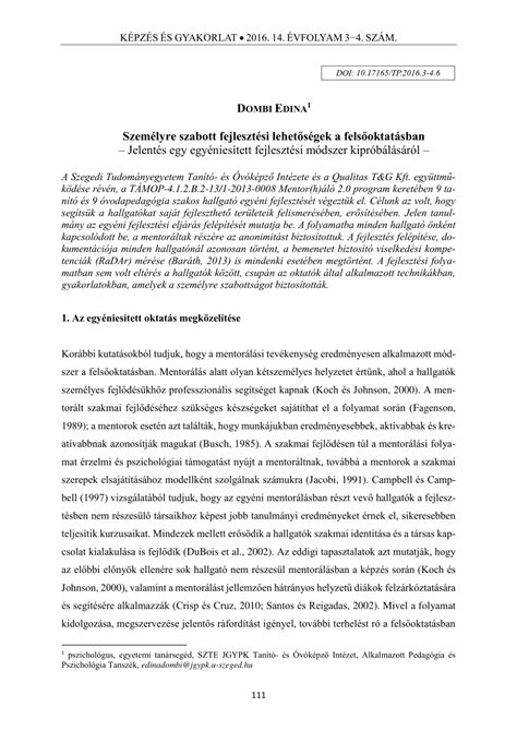 Személyre szabott fejlesztési lehetőségek