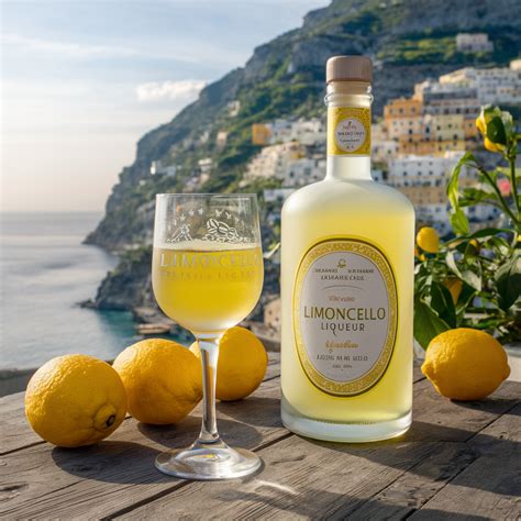 Hagyományos olasz limoncello friss citrommal díszítve