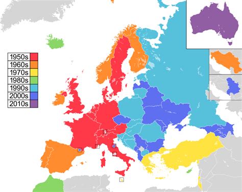 A bolognai folyamatban részt vevő országok eloszlása Európában