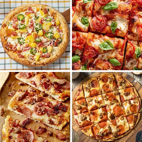 Variety of pizzas and fast food