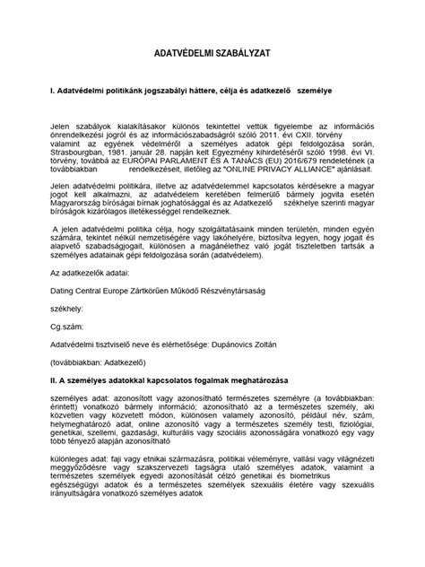 adatvédelmi szabályzat diagram