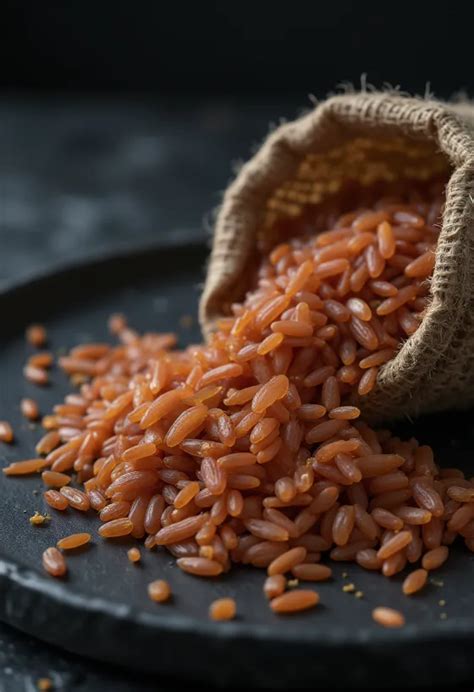 Vörös rizs szemek egy tálban