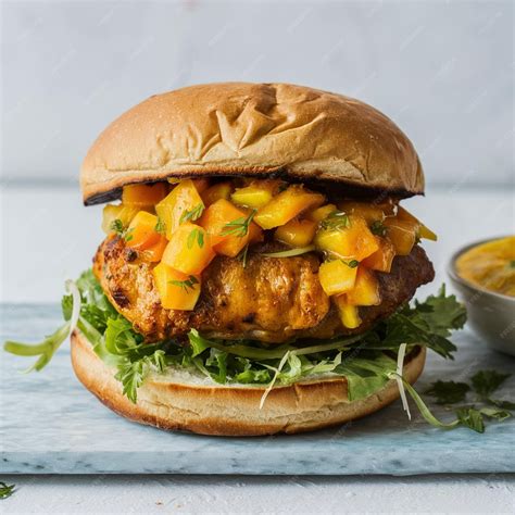 Mango chutney burger bemutató képe