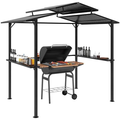 Grillkocsi behajtható oldalsó polcokkal