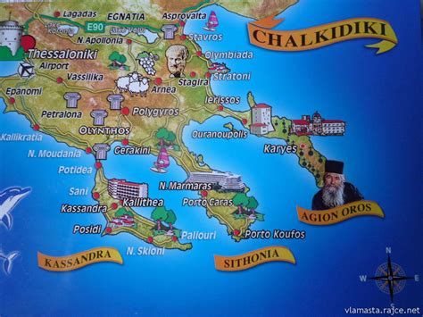 Halkidiki-félsziget térképe Gerakinivel