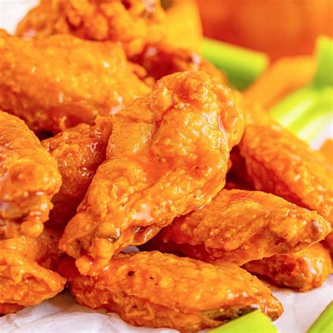Plate of crispy hot chicken wings