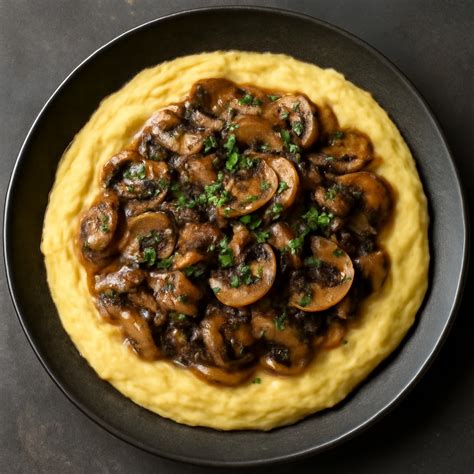 gombás polenta tányéron