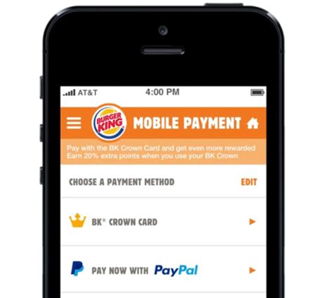 Burger King mobil applikáció felülete