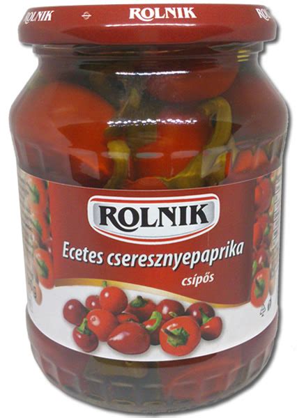 Ecetes cseresznyepaprika a befőttesüvegben