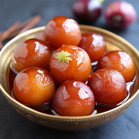 tálalásra kész, szirupban úszó aranybarna gulab jamun golyók