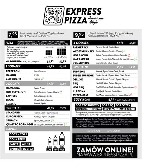 Pizza Express menüválaszték