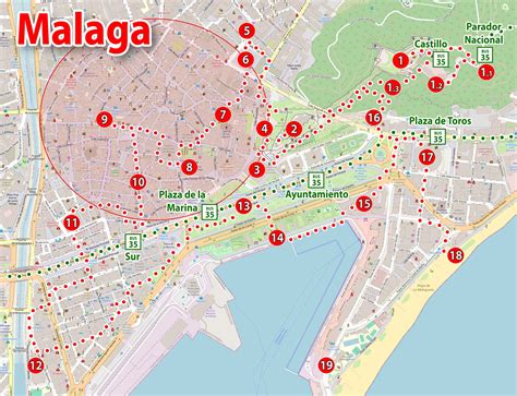 Málaga térképe gluténmentes éttermekkel