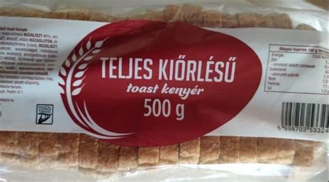 Összehasonlító táblázat a fehér, teljes kiőrlésű és tönköly toast kenyér tápértékéről