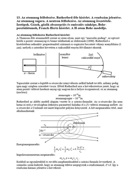 Rutherford szórási kísérletének sematikus ábrája