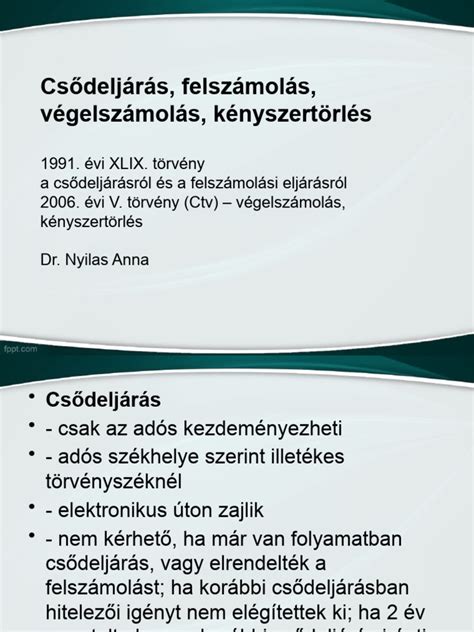 Csődeljárás folyamatábrája