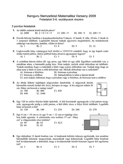 matematika verseny feladatlap