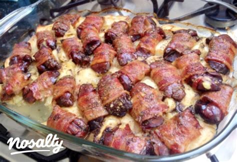 Tálalt baconos csirkemáj falatok