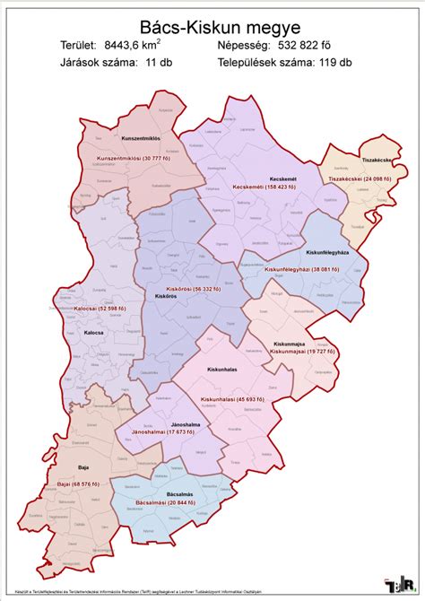 Térkép Magyarországról, Bács-Kiskun megye kiemelve