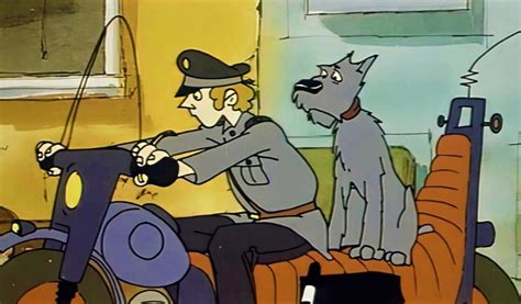 Pityke őrmester figurája animációs stílusban
