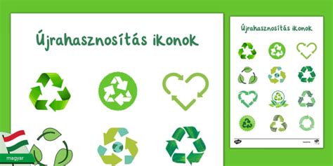 Maradékmentés és újrahasznosítás ikonok