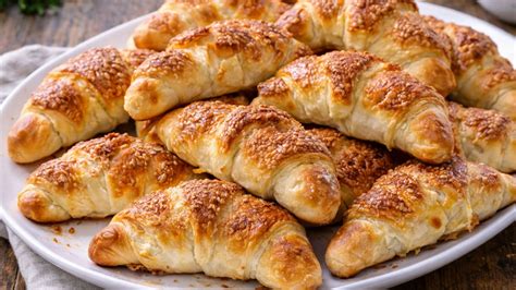 a kiflik töltése: sajt és bacon elhelyezése a tésztadarabokon