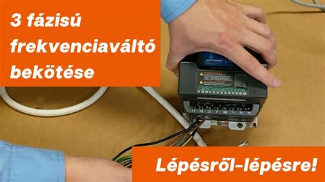 Frekvenciaváltó bekötése és mérési pontok szemléltetése