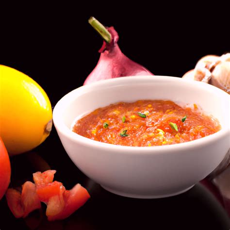 Friss paradicsomos és chilis salsa egy tálban