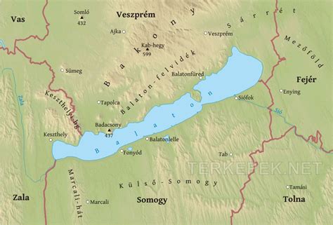 A Balaton térképe kiemelve Siófokot