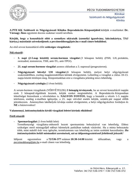 Betegtájékoztató részlete