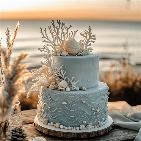 Tengerparti torta fondant díszekkel