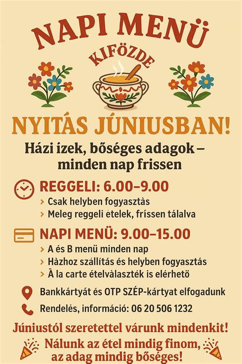Fedélzeti ételválaszték menü