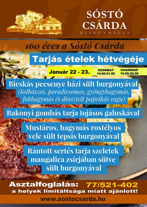 Ízlésesen tálalt ételek a Szél Csárdában