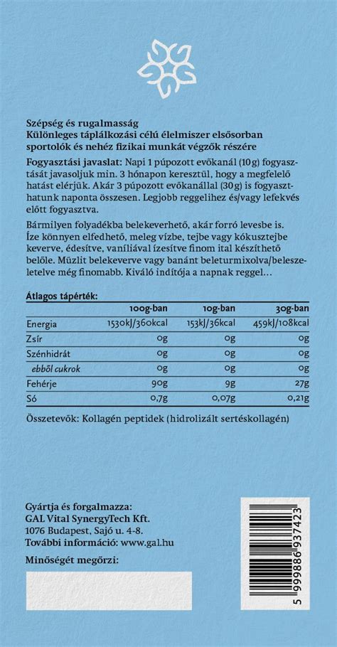 Összetevők és tápértékek táblázata