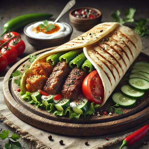 Hagyományos török kebab tálalása