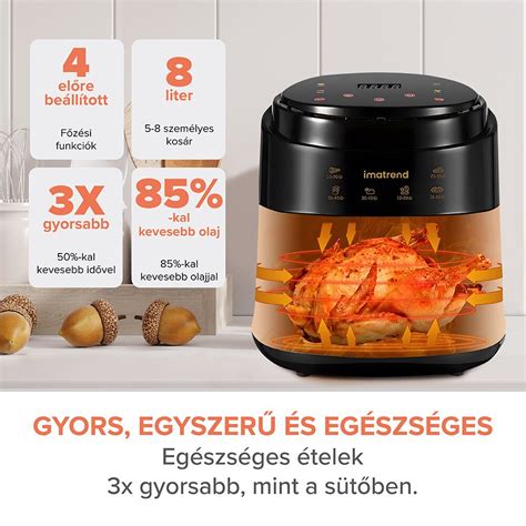 digitális kijelző air fryer programokkal