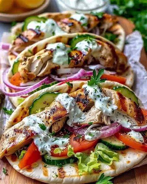Freshly sliced vegetables and tzatziki for gyros pita