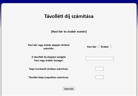 távolléti díj számítási folyamatábra