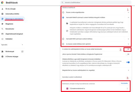 Böngésző süti beállításai