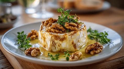 Sült camembert dióval, mézzel és almával