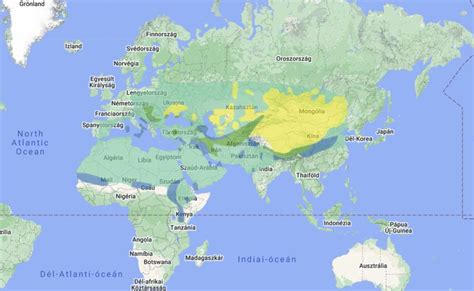 A galacsin túró bogár elterjedési területe Európában