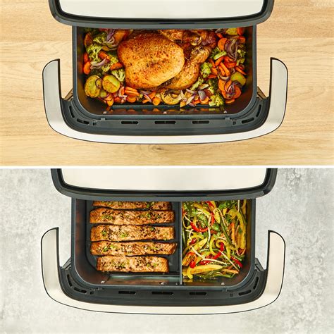 Air fryer és különféle ételek a kosarában