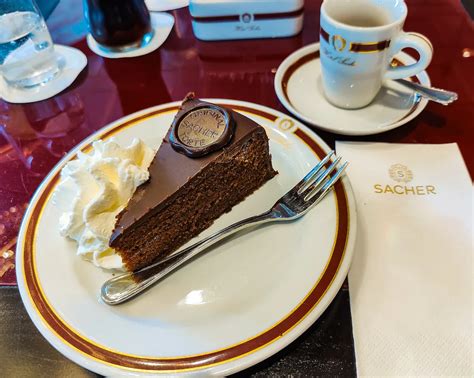 Sacher Torte next to coffee