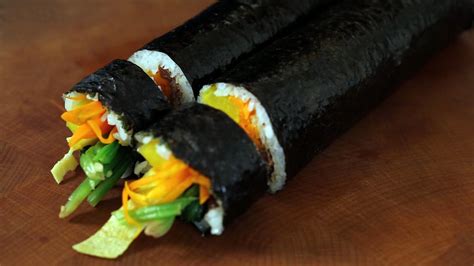 Gimbap rolls in cross-section