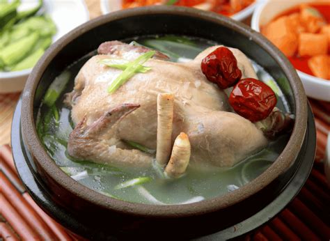 Samgyetang with whole chicken
