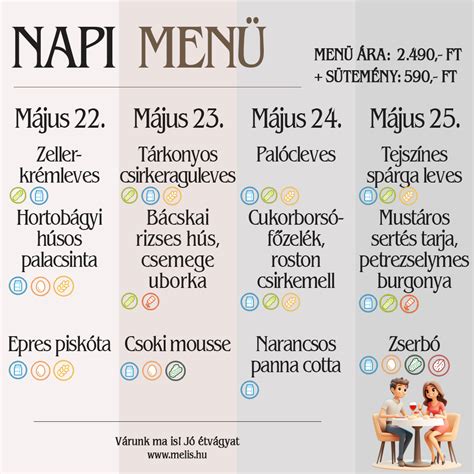 Napi menü tábla példa