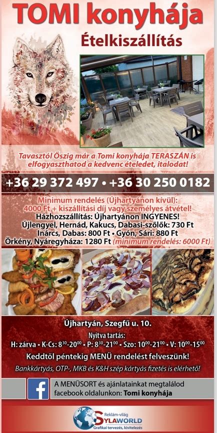 Tomi Konyhája logó és egy ételkínálatot bemutató fotó