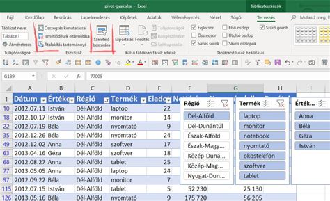 Excel Beszúrás menü diagram lehetőségekkel